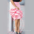 Women Pencil Skirt Pink Ruffle High Waist Slim Female Package Hip Lolita Jupes Bodycon Lady Falads Officewear Elegant Femme 2019